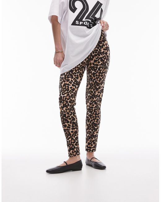 TOPSHOP Brown Leopard Print Legging