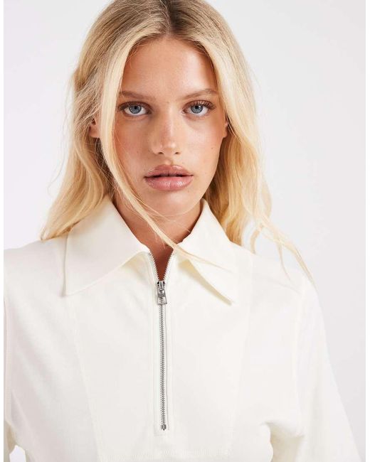 & Other Stories White Zip Up Polo Top