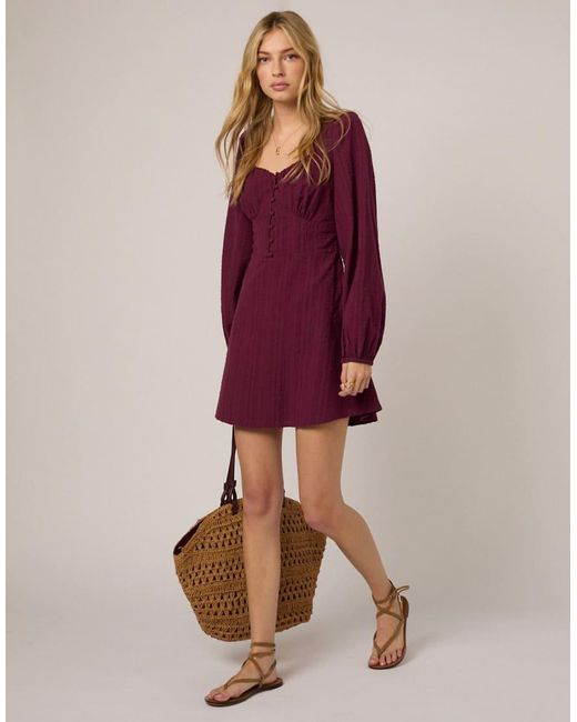 Nobody's Child Purple Long Sleeve Melody Mini Dress