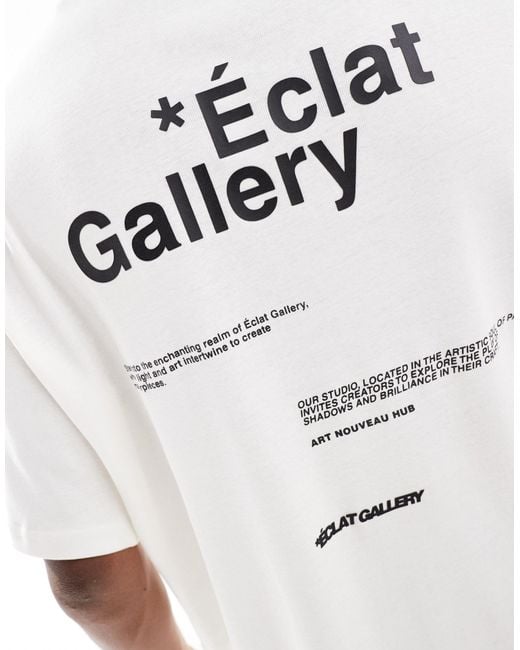 Pull&Bear White Gallery Back Printed T-shirt for men