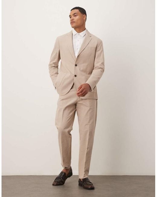 SELECTED Regular-Fit Blazer Van Seersucker in het Natural voor heren