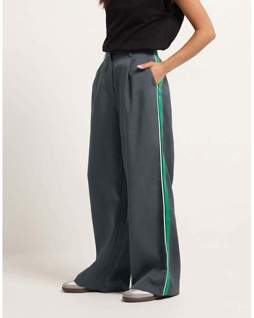 PixieGirl Gray Petite Striped Formal Trousers