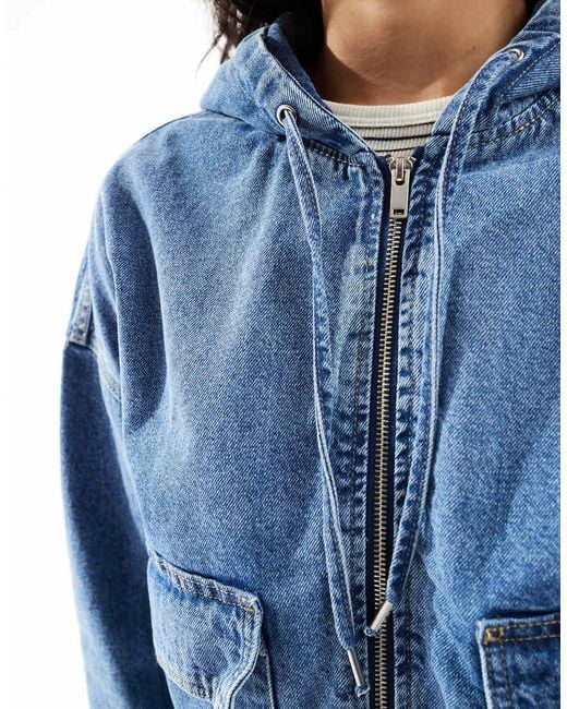 ONLY Blue Hooded Denim Jacket