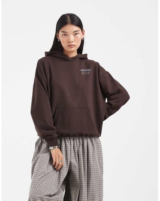 Hollister Brown Oversized Graphic Hoodie