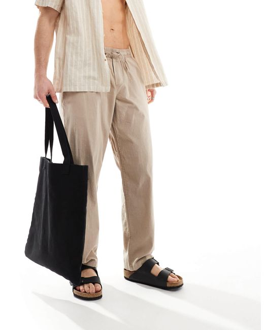 Jack & Jones Natural Loose Fit Linen Mix Trouser for men