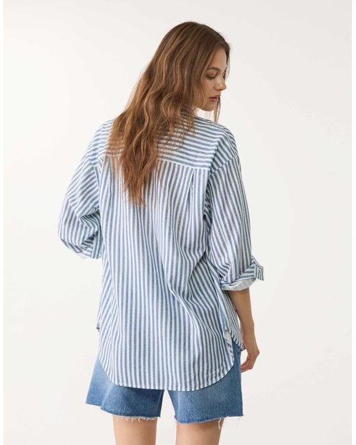 Stradivarius Blue – daily – hemd aus leinenmix