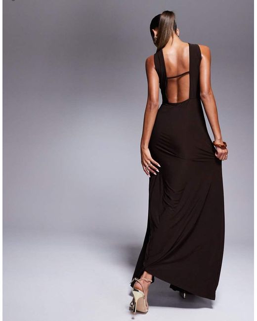 ASOS Sheer Godet Open Back Maxi Dress in Black Lyst UK