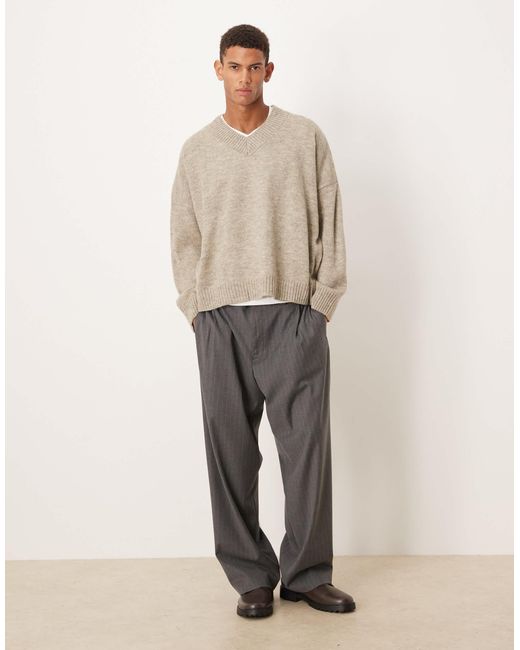 ASOS – kastiger strickpullover in Natural für Herren