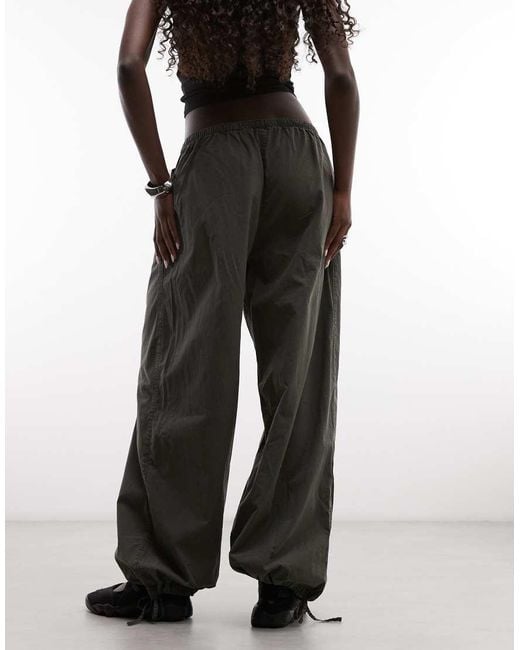 Weekday Green Ripstop Oversized Trousers With Drawstring Hem