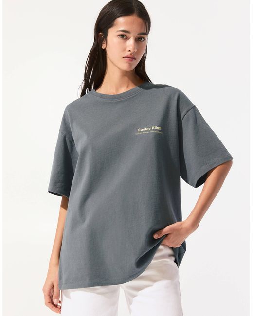 Pull&Bear Gray 'country Garden' Graphic T-shirt