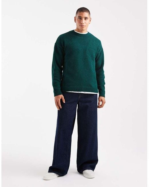 ASOS Green Relaxed Knitted Crew Neck Jumper for men
