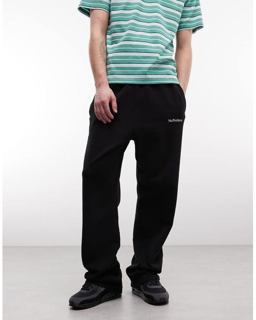 No Problemo Joggingbroek Van 100% Katoen Met Rechte Pijpen En Gestrikte Taille in het Black voor heren