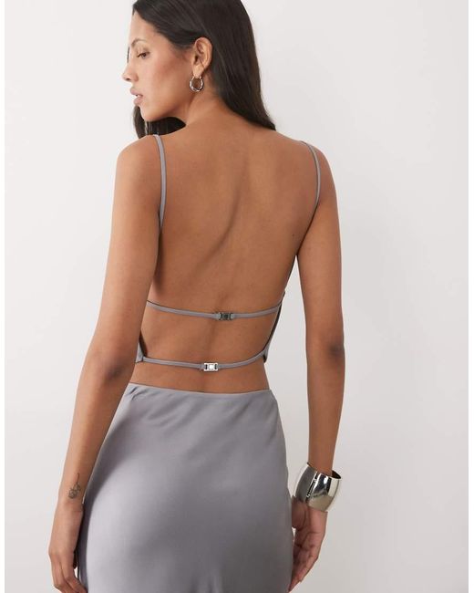 Mango Gray Capsule Tassle Halterneck Top