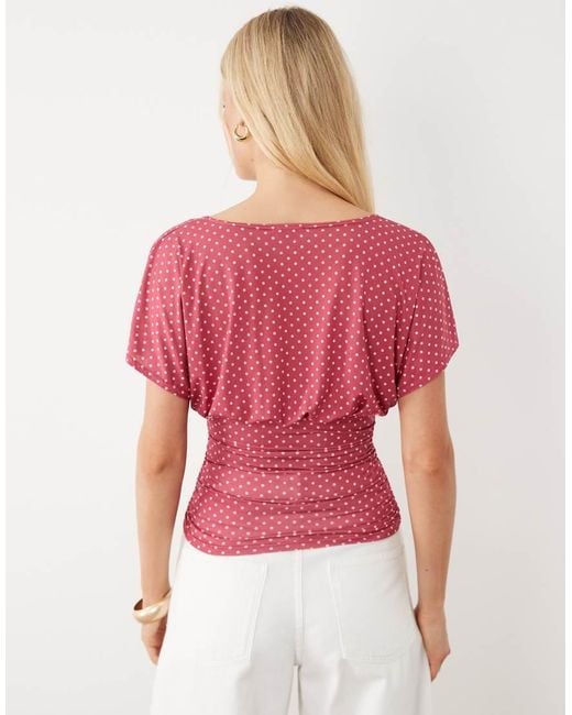 Miss Selfridge Red V-Neck Top