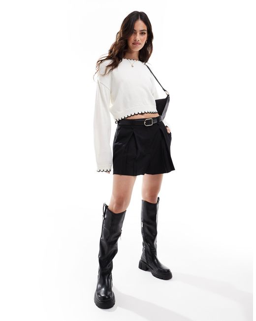 Miss Selfridge White Blanket Stitch Knitted Jumper