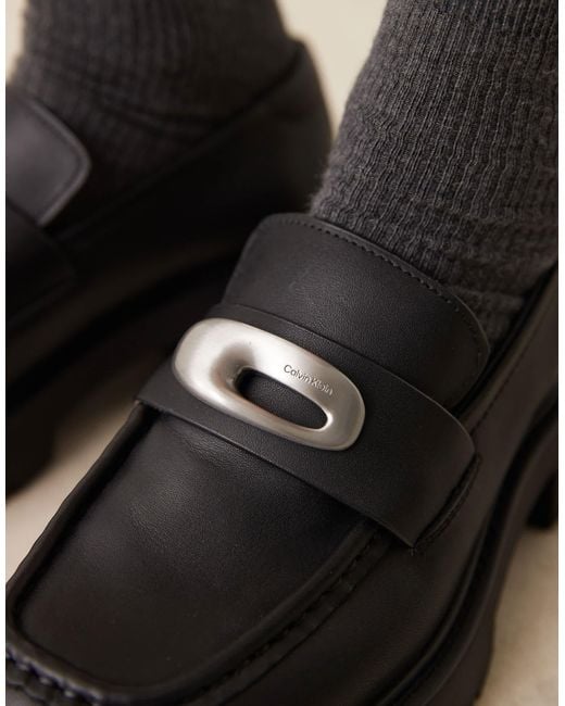 Calvin Klein Black Chunky Buckle Loafers