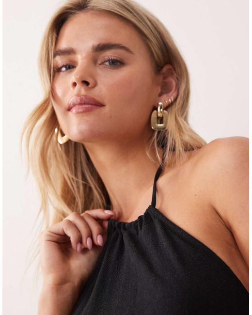 Miss Selfridge Black Linen Look Halter Maxi Dress