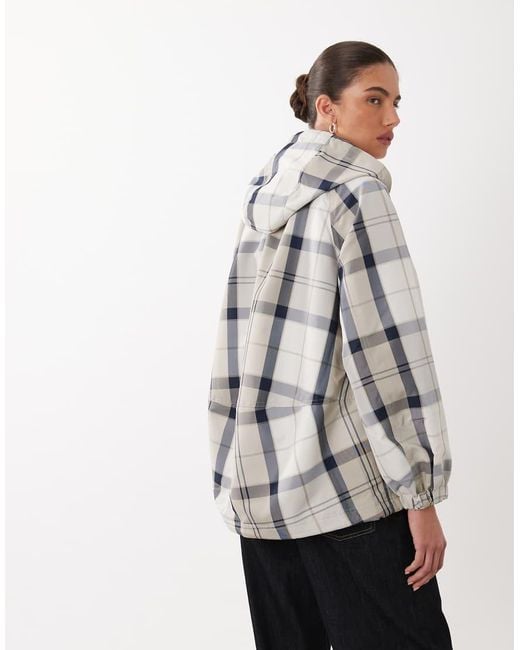 Barbour Gray Ballina Tartan Hooded Showerproof Jacket