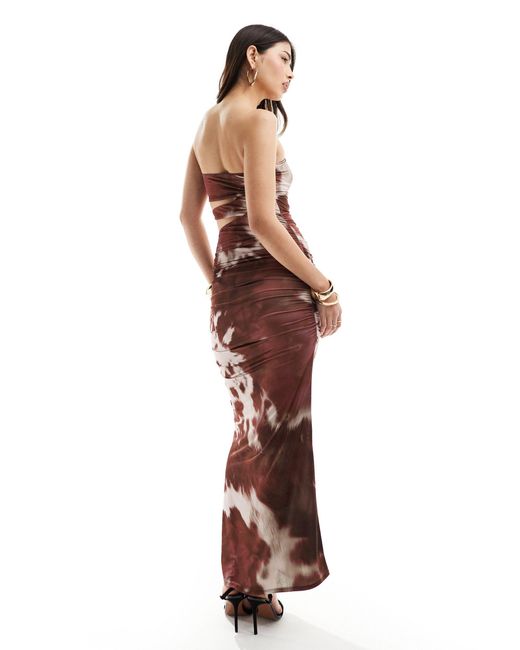 ASOS Multicolor Cut Out Bandeau Maxi Dress With Trim Detail