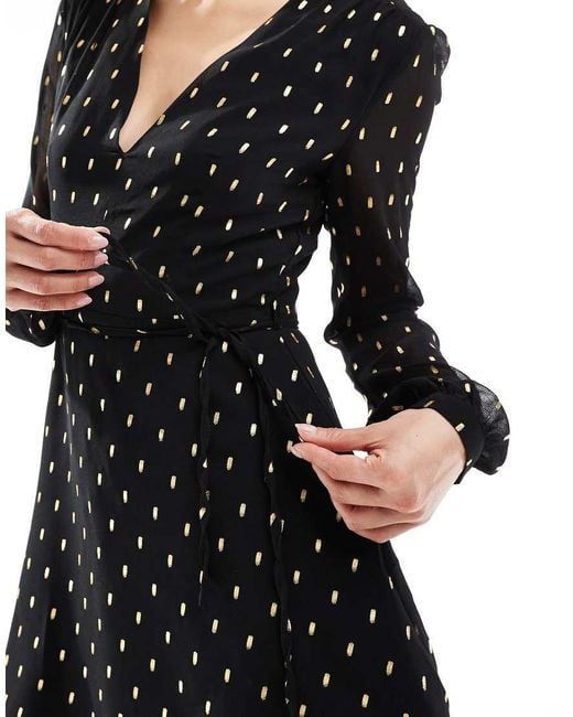 Glamorous Black V-Neck Mini Dress With Waist Tie
