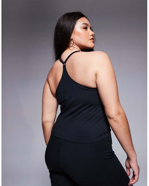 4505 Black Curve Icon Yoga Cami With Inner Bra And Adjustable Straps
