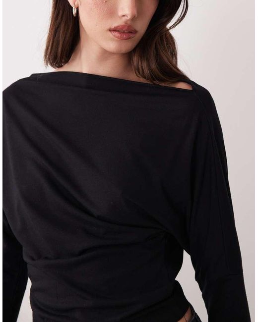 Gina Tricot Blue Asymmetric Cinched Waist Top