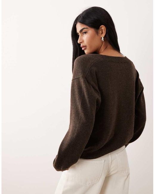 Mango Black V Neck Long Sleeve Knitted Top