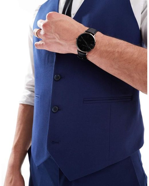 ASOS Blue Slim Suit Waistcoat for men