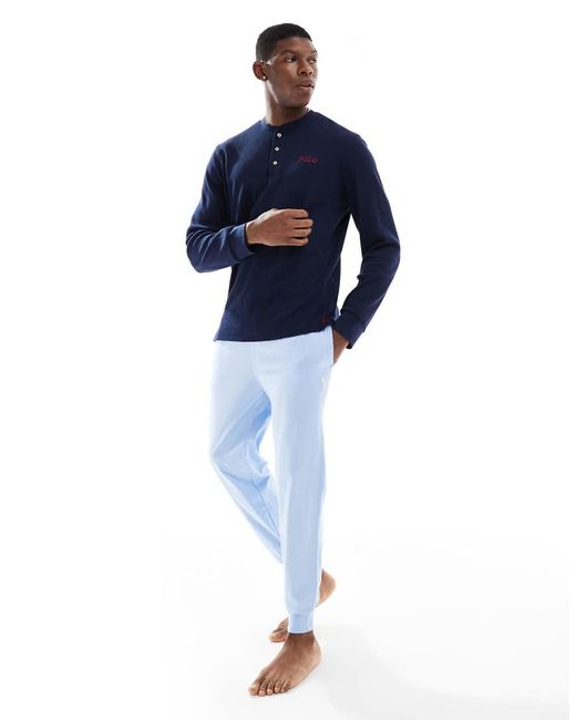 Polo Ralph Lauren Blue Waffle Lounge Long Sleeve T-shirt for men