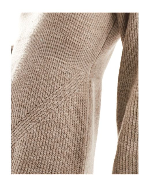 Aware - vestito maglia midi lavorato color cammello con dettaglio sulle maniche di Vero Moda in Natural