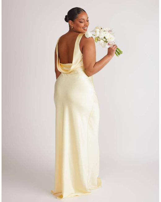 Six Stories Natural Cowl Back Satin Bridesmaid Dress