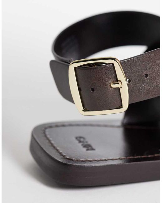 Mango Metallic 100% Leather Flat Sandals With Toe Detail
