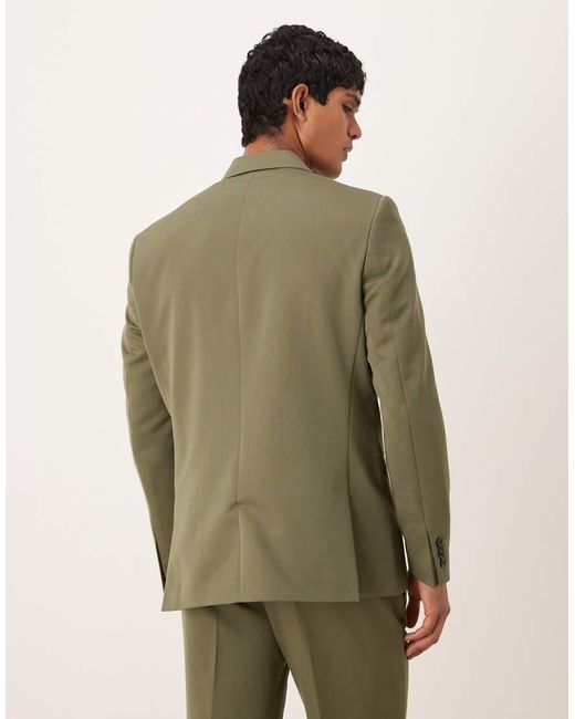 ASOS Green Regular Double Breasted Suit Jacket for men