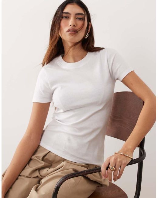 ARRANGE White Sculpted Crew Neck T-shirt
