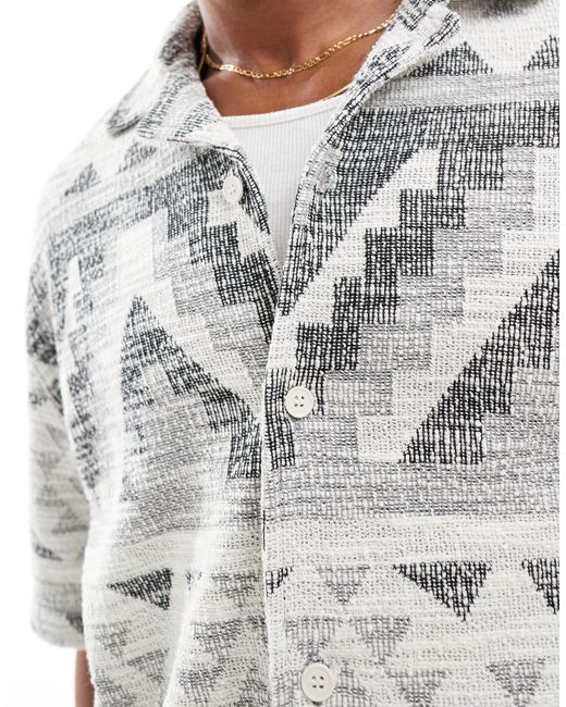 Camicia grigia con stampa azteca di Pull&Bear in Gray da Uomo