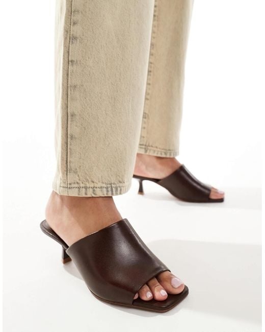 Mango Natural Square Toe Mules
