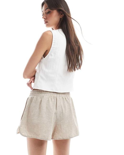 Pantalones Cortos De Lino Exclusivos En Asos De -Neutro Monki de color White