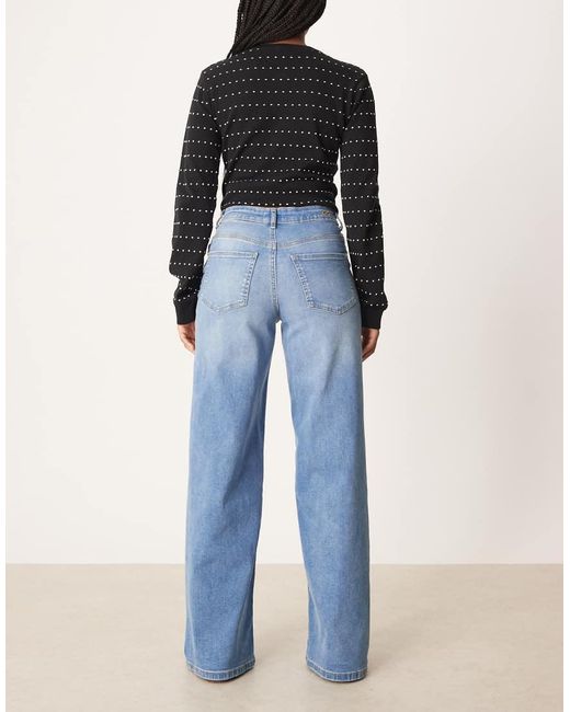 Jdy Blue Felina High Waist Wide Leg Jeans