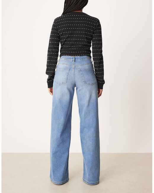 Jdy Jeans Met Wijde Pijpen En Hoge Taille in het Blue