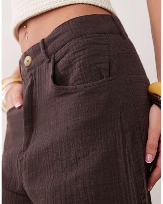 Mango Brown 100% Cotton Cheesecloth Relaxed Trouser