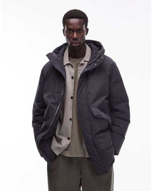 ARKET Blue Minimal Down Hooded Padded Jacket for men