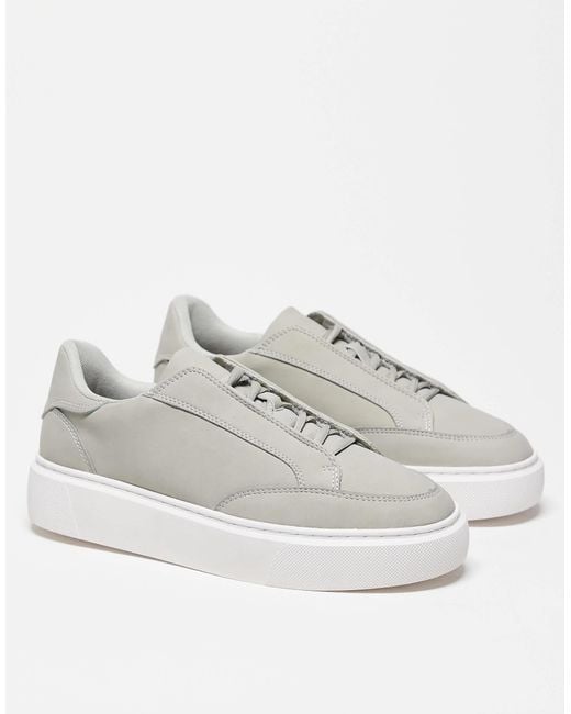 ASOS Gray Lace Up Sneakers Concealed Lace for men
