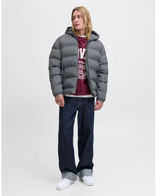 Jack & Jones Gray Puffer Coat for men
