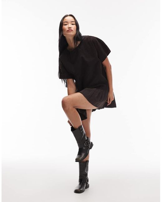 ASOS Black Oversized Cord Hybrid T-shirt Mini Dress