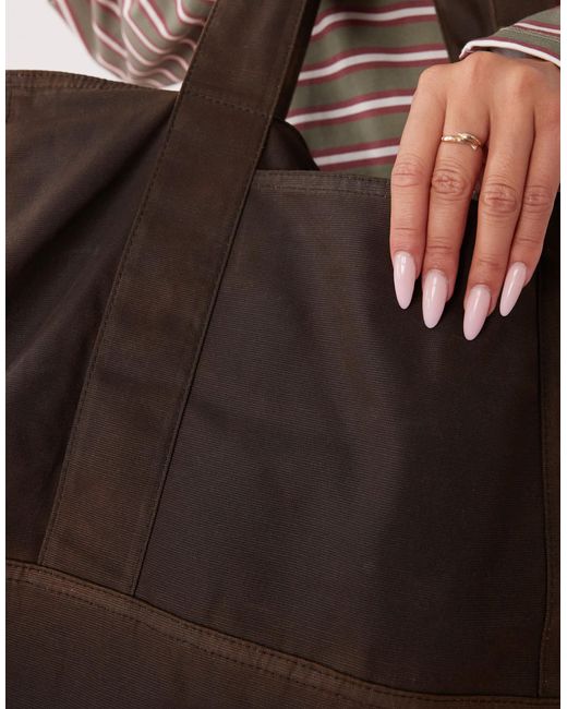 Weekday Brown Oversized Waxed Canvas Tote Bag