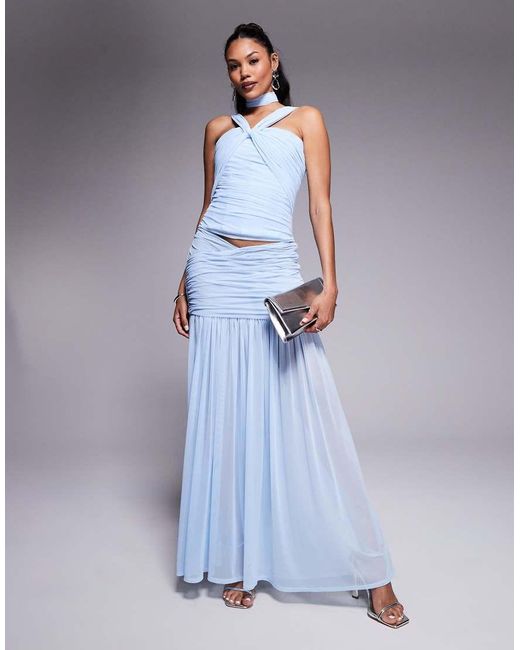 Taideux White Fuller Bust Selena Mesh And Satin Corset Top With Boning And Neck Scarf Co-ord