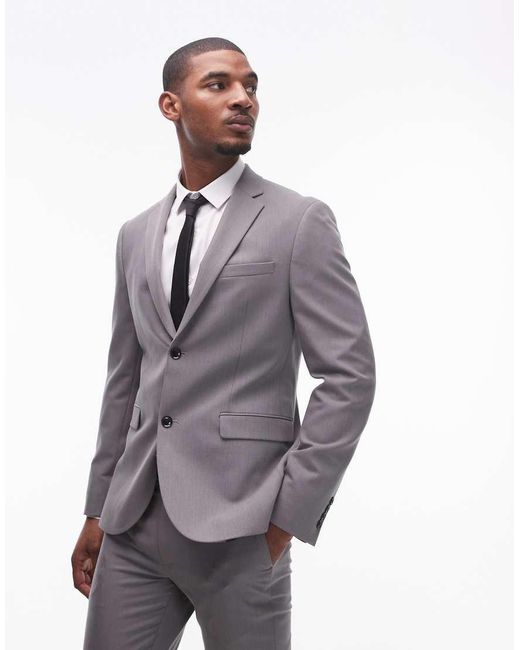Topman Gray Skinny Suit Jacket for men