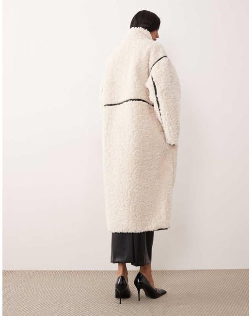 Gina Tricot Natural Faux Fur Bonded Midi Coat