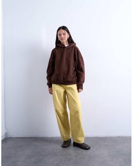 TOPSHOP Yellow Corduroy High Rise Barrel Leg Pants