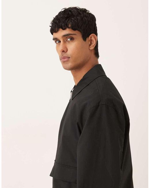 ASOS Black Oversized Harrington Jacket for men